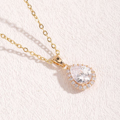 Fashion Zircon Water Drops Pendant Necklace For Women