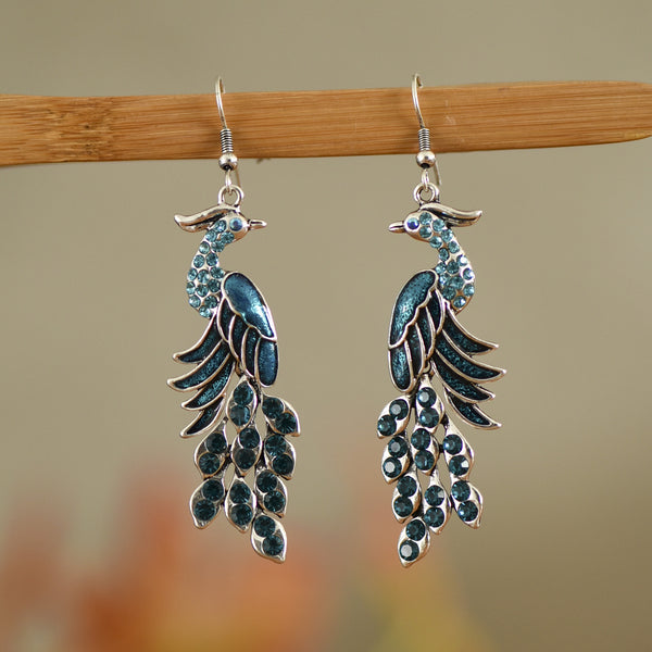 European And American Texture Peacock Earrings Retro