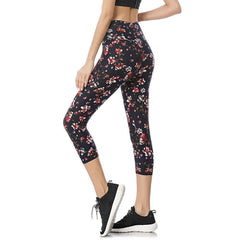 Slimming Cropped Pants High Waist Print Leggings