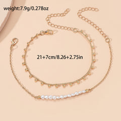 Handmade Beaded Love Pearl Round Beads Women's Anklet