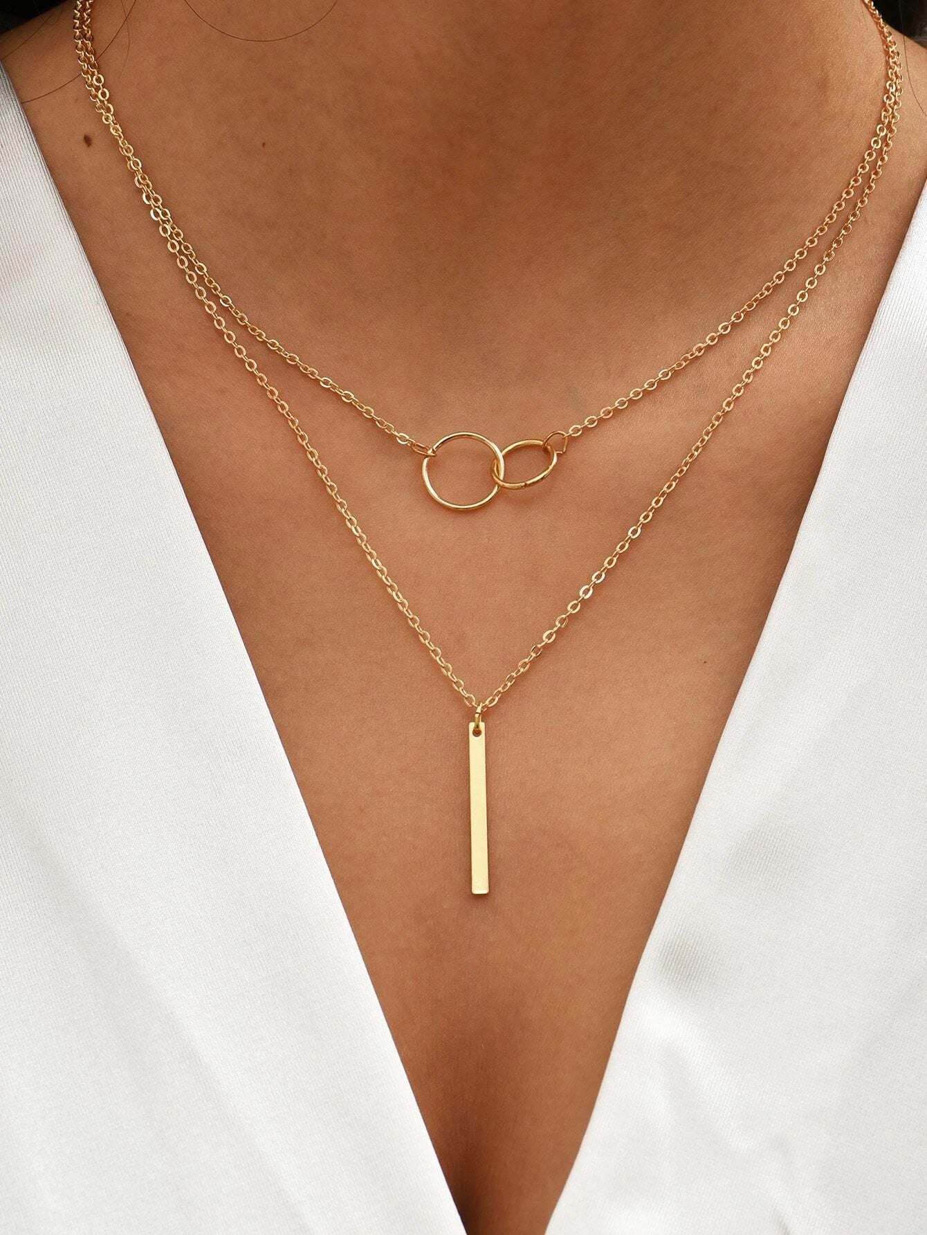 Fashion Bar Rod Ring Necklace