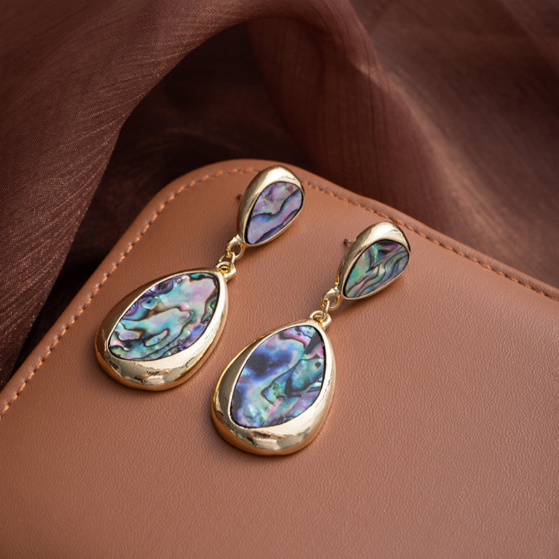 Light Luxury Abalone Shell Water Drop Dangle Earrings