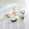 Snake-shaped Love Emerald Diamond Five-piece Ring For Women