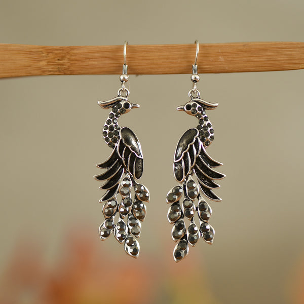 European And American Texture Peacock Earrings Retro