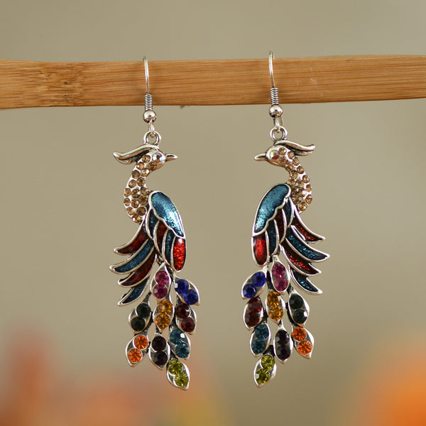 European And American Texture Peacock Earrings Retro