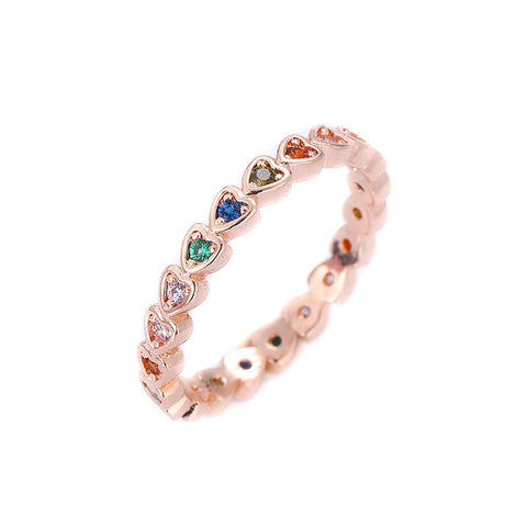 Fashion Ins Copper Inlaid Zircon Love Ring