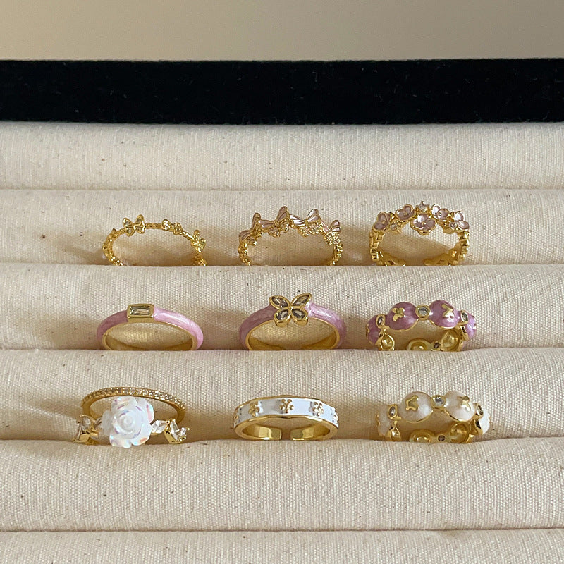 Butterfly Flower Purple Dripping Ring Female Niche