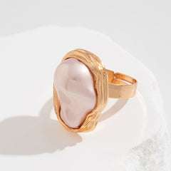 Baroque Inlaid Pearl Ring Irregular Alloy