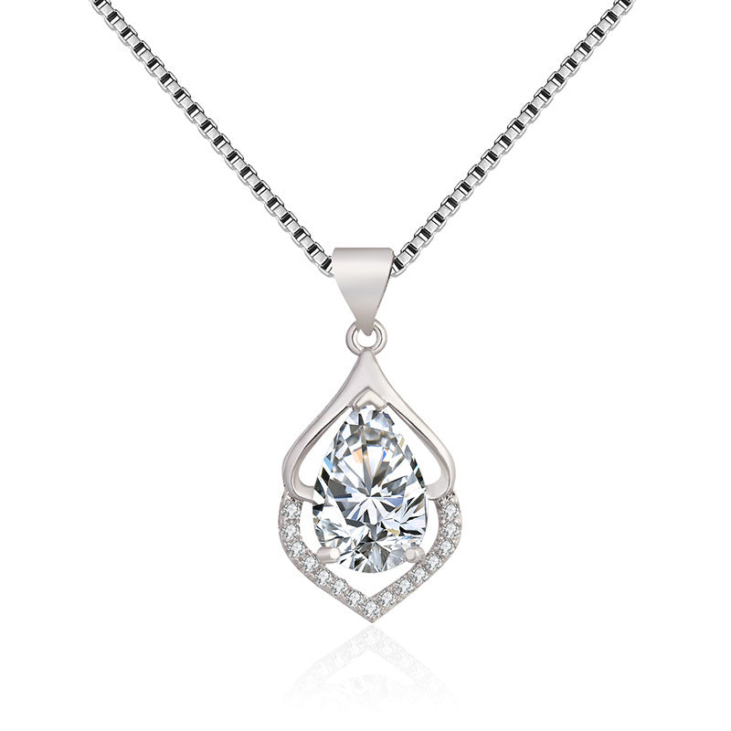 European And American Style New Colored Gems Water Drop Pendant Clavicle Chain