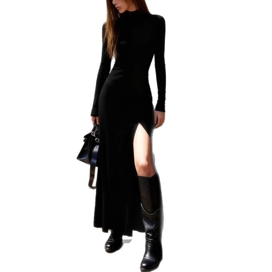Autumn And Winter Fashion Casual Black Slim Long Sleeve Women's Dress