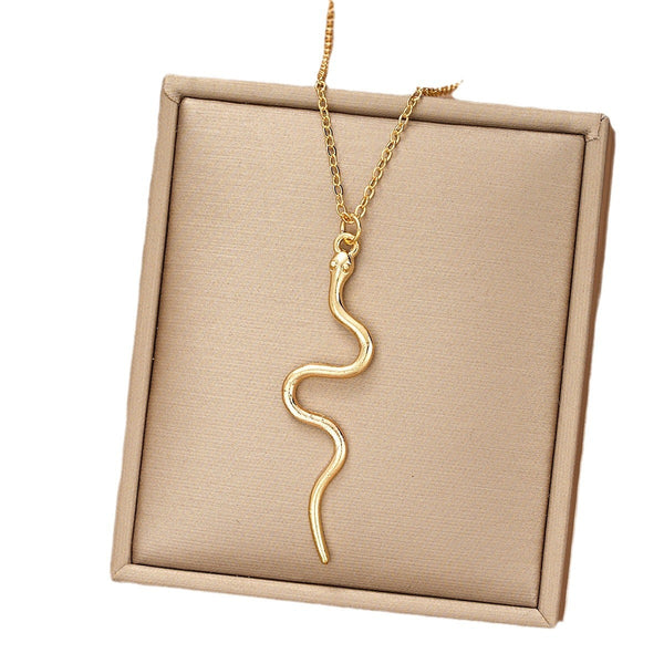 Stylish Graceful Simple Rose Gold Snake Pendant Necklace