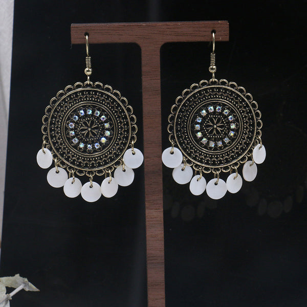 Women's Hollow Flower Round Shell Earrings