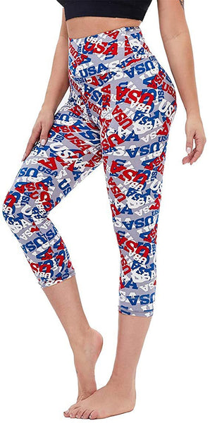 Slimming Cropped Pants High Waist Print Leggings