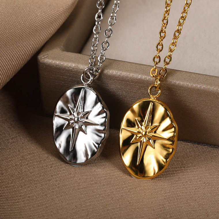 Niche Design Round Plate Pendant Necklace Simple