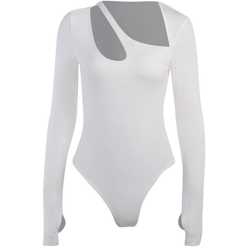 Asymmetric Hollow Neckline Solid Color Jumpsuit For Women