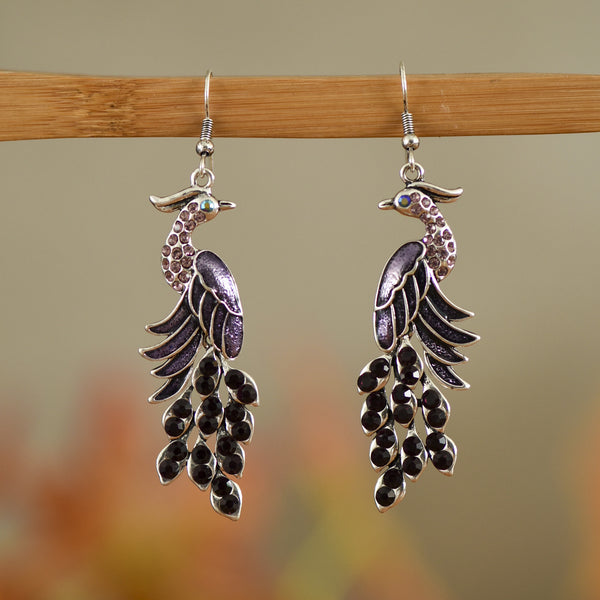 European And American Texture Peacock Earrings Retro