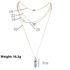 Fashion Eye Natural Tophus Necklace Crystal Column Pendant Necklace Combination