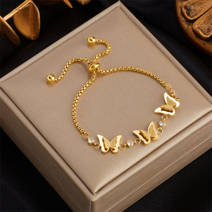 Women's Fashion Three-dimensional Butterfly Titanium Steel Bracelet