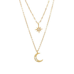 Moon Double-layer Necklace Niche Female Clavicle Chain Design Sense