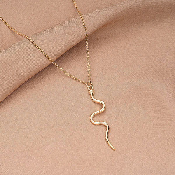 Stylish Graceful Simple Rose Gold Snake Pendant Necklace